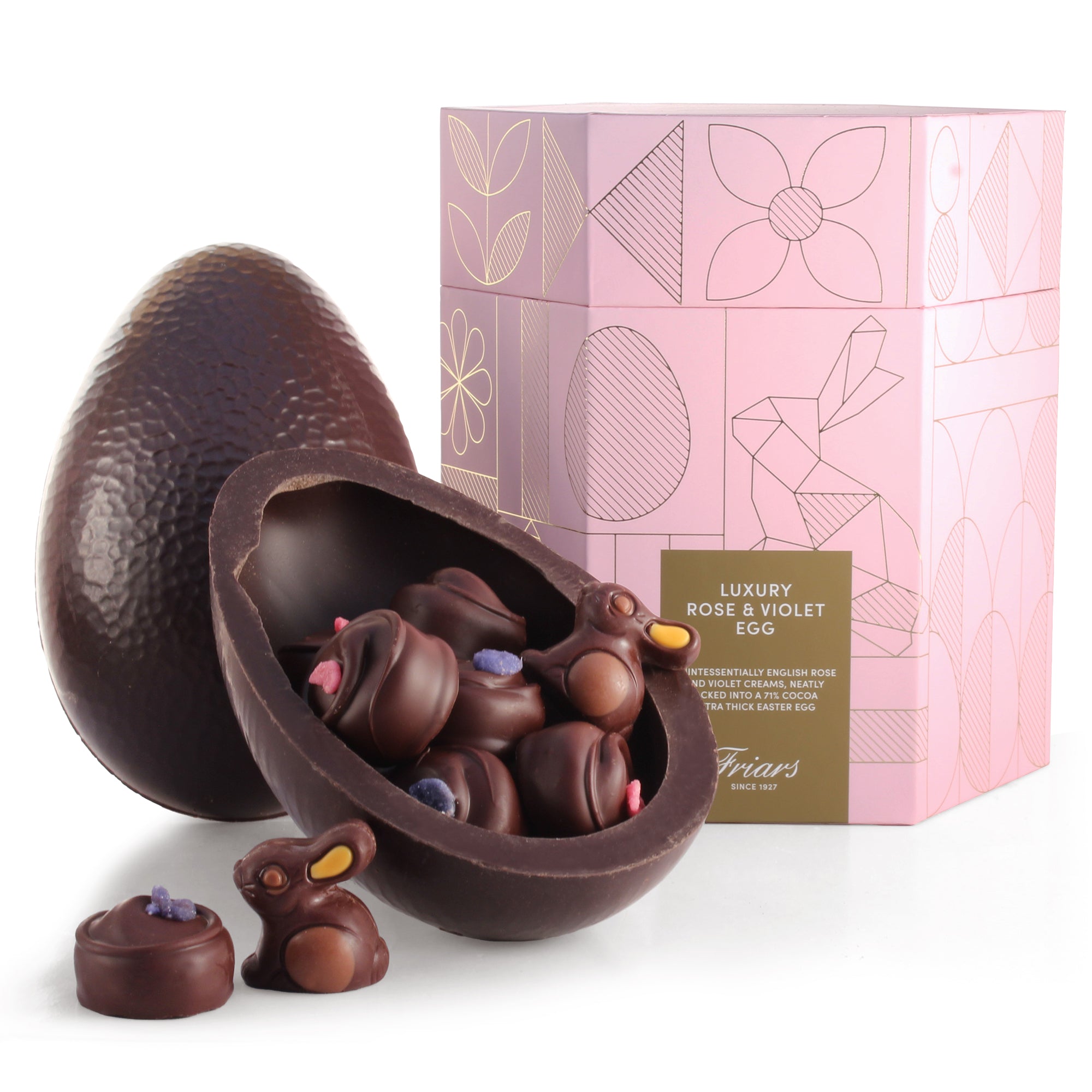 Luxury Rose and Violet Chocolate Easter Egg